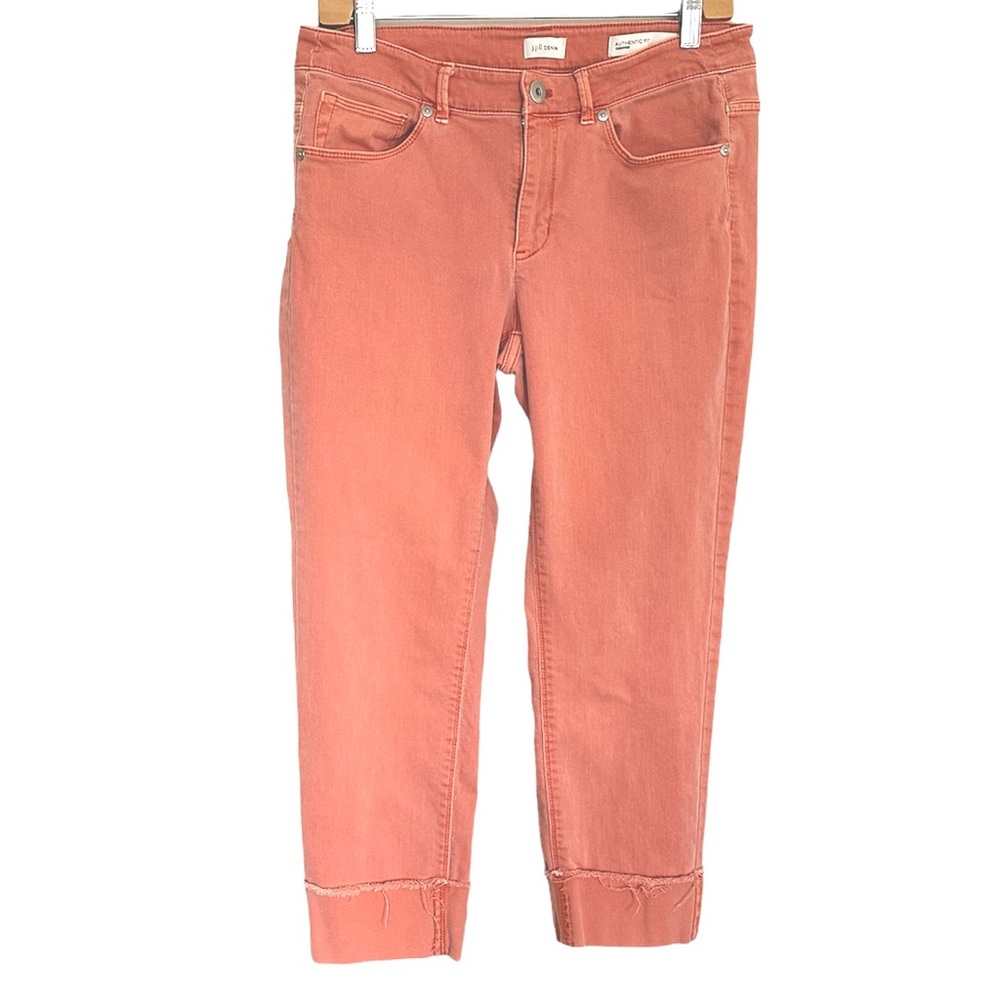 J. Jill Cropped Stretch Jeans Peach W/ frayed cuff